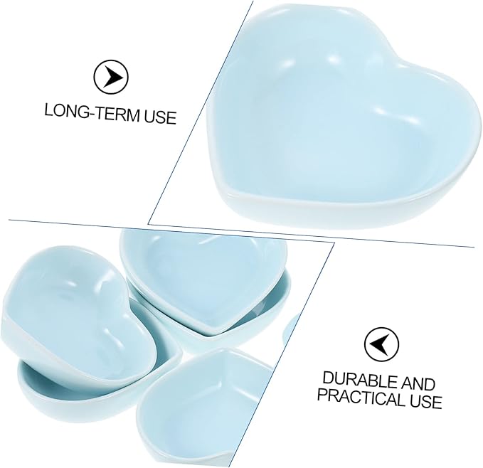 6pcs Heart Shaped Plate Sauce Container Serving Bowl Ceramic Appetizer Dishes Dessert Dish Bowl Seasoning Dishes Sushi Appetizer Plate Ceramics Dipping Sauce Bowl Purple re-usable (Color : Blu