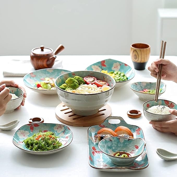 Porcelain Dinnerware Sets Plates and Bowls Sets 11 Pcs Dinnerware Sets, Porcelain Tableware Set with Plates Dishes and Bowls, Ceramic Dinner Set, Microwave and Dishwasher Safe