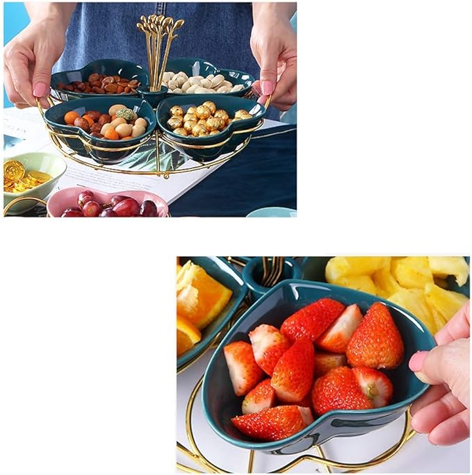 Dip Bowls,Snack Plate Appetizer Plate Ceramic Tableware Household Seasoning Plate Dipping Sauce Plate Fruit Plate Snack Bowl with Bracket Sauce Dishh (Color : B)
