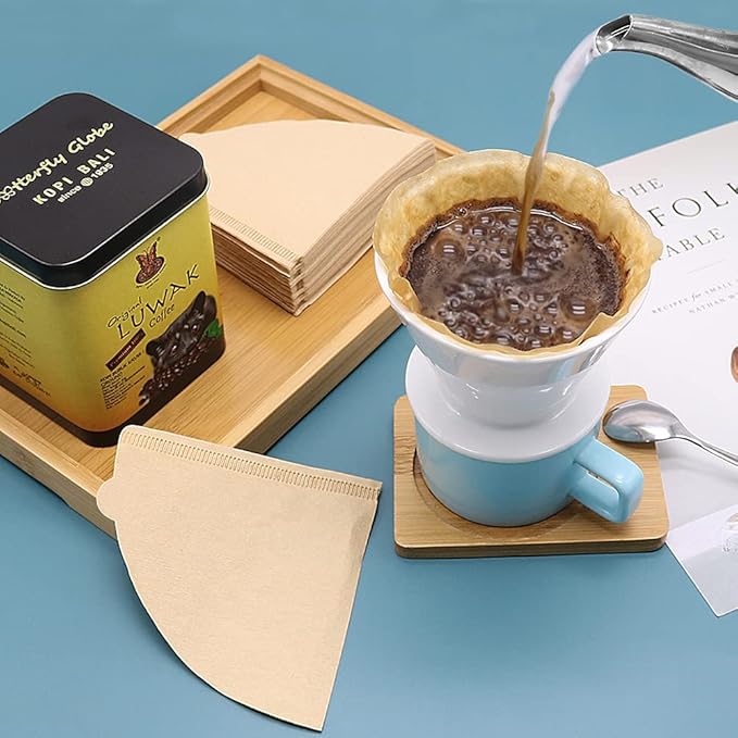 YQL Coffee Filter Paper,Size02 200 Count Natural Unbleached Disposable Coffee Filters Paper Fit for Drip Coffee Dripper