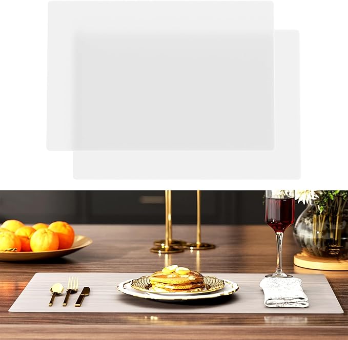 Silicone Counter Mat 40x60cm 2 Pack - High-Temp Resistant, Non-Slip Waterproof Pad for Kitchen Countertops, Sink & Stove (White Translucent)