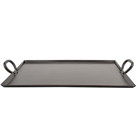 G.E.T. SSTPD-1915-ANT Heavy-Duty Metal Serving/Ottoman Tray with Handles, 19" x 15", Hammered Bronze