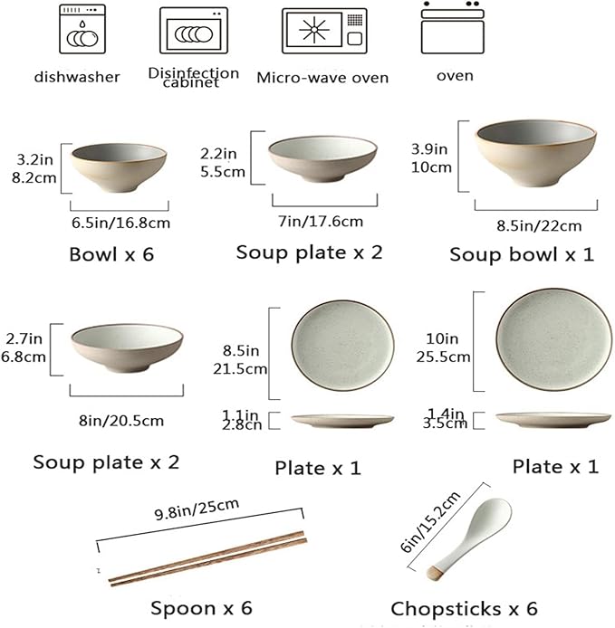 Plate and Bowl Setstoneware Dinnerware Sets, Ceramic Dinnerware Sets, 25 Piece Matte Finish Porcelain Bowls and Plates Sets | Kitchen Tableware Dinner Set Service for 6