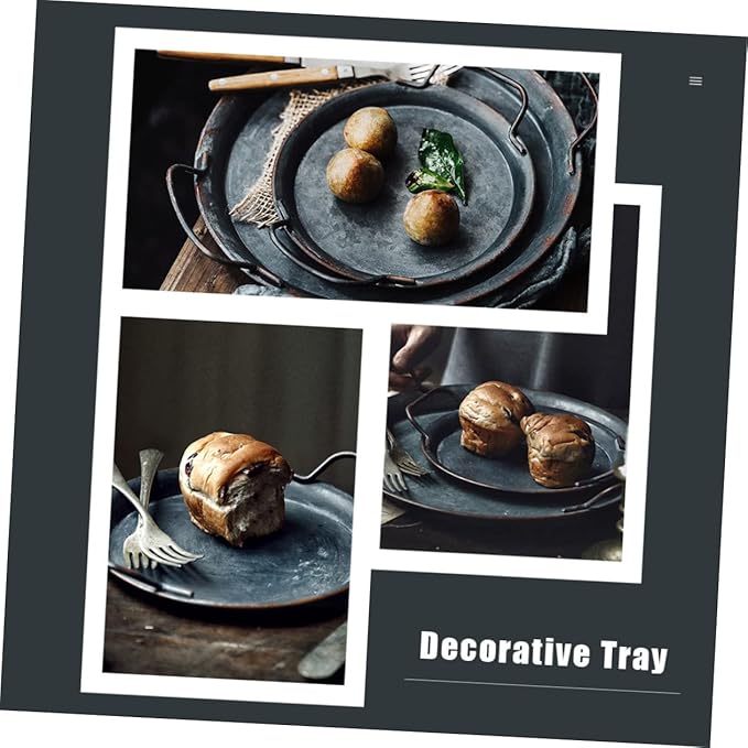 1Pc Retro Home Food Plate Silver Serving Tray for Bread Desserts Jewelry Display for Parties Weddings and Restaurants Easy to Clean and Reusable