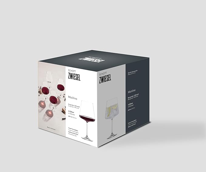 Schott Zwiesel MioVino German Made Crystal Glass, 23 Oz. Burgundy (Set of 4), Clear