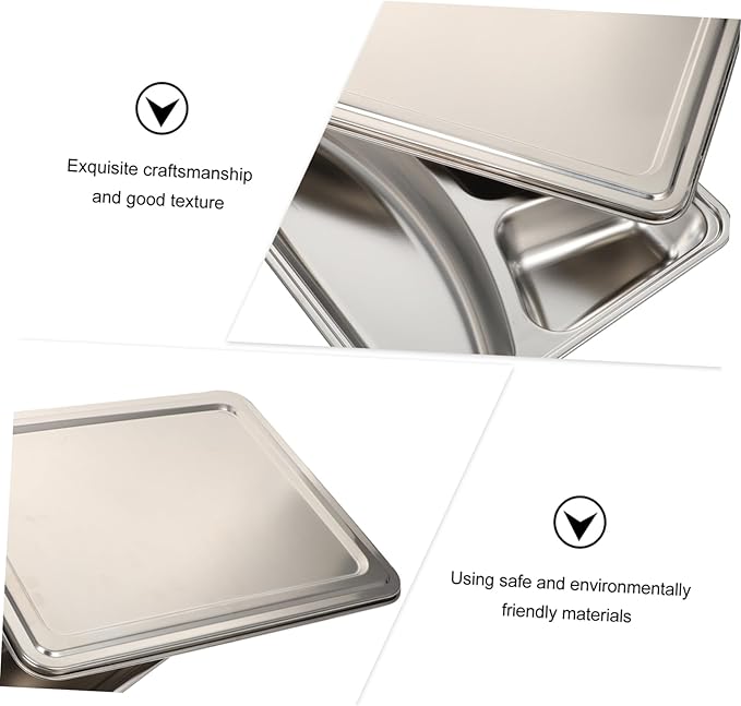 Stainless Steel Deep Compartment Lunch Tray Lid Sturdy Food Divided Plate for Students for School Lunches and Meal Prep