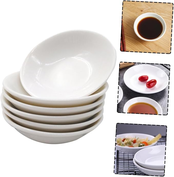 6pcs Ceramic Sauce Serving Plates Small Condiment Dishes for Dipping Sauces Tableware for Appetizers Mustard and More