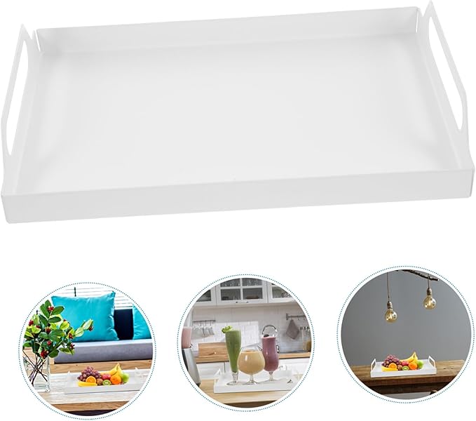 GLEAVI Nordic Stainless Steel Rectangular Serving Tray Food Plate for Fruits and Desserts Sturdy and Easy to Clean for Parties and Entertaining