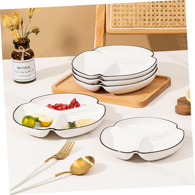 Ceramic Portion Control Plate Divided Dinner Plate for Diet Management for Serving Fruits Salads and Appetizers Heat Resistant Easy to Clean Design