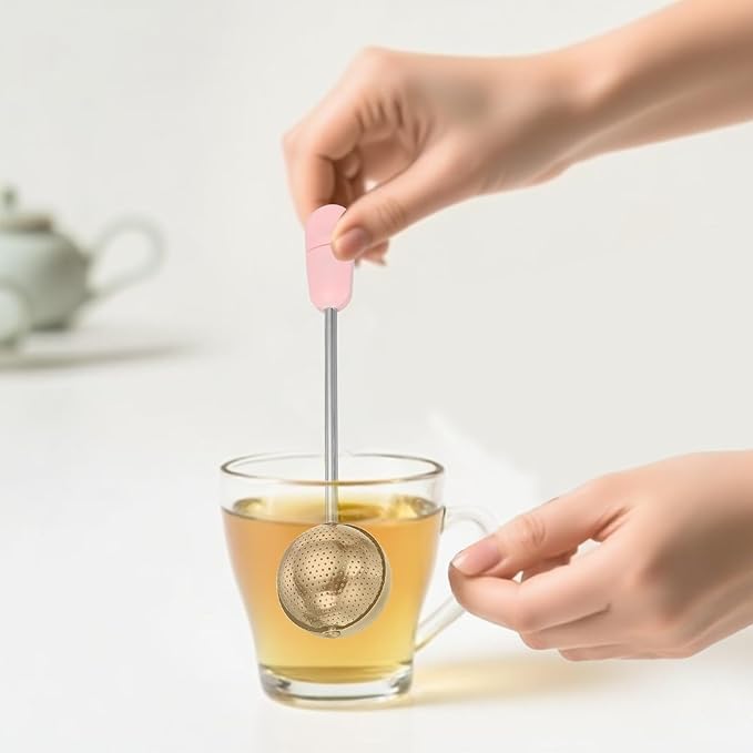 uxcell Tea Infuser for Loose Leaves, Stainless Steel Tea Infuser Filter with Round Plate, Twisting Handle Steeper Strainers for Cup and Teapot, Ball Shaped, Black