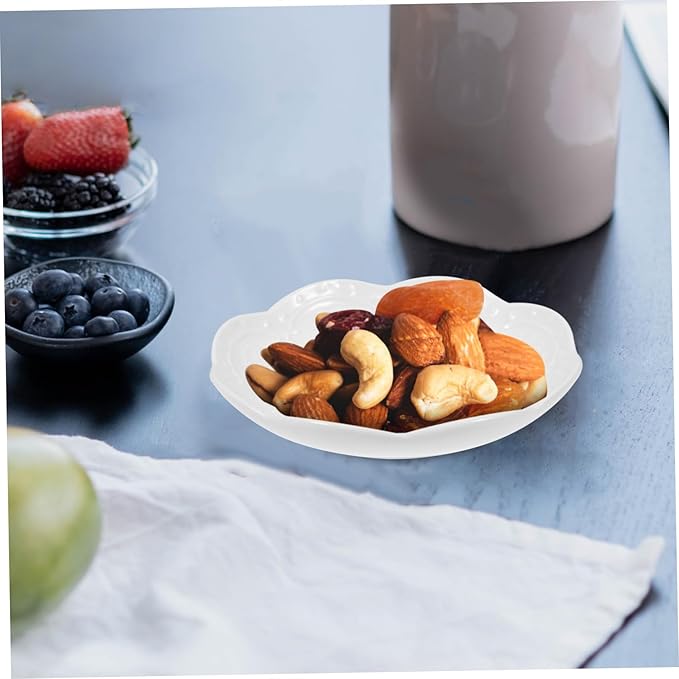 2Pcs Ceramic Appetizer Plates Elegant Embossed Sauce Dishes for Dipping Sauces for Snacks and Garnishes for Housewarming and Dinner Parties