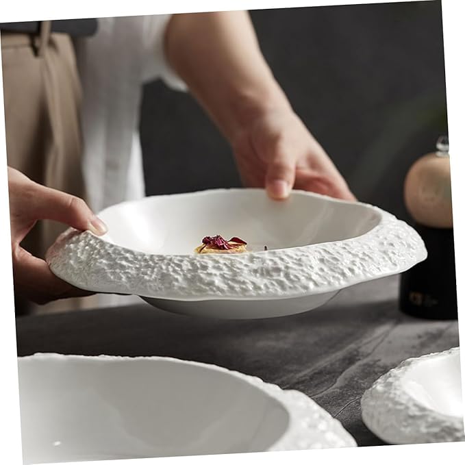 STOBAZA Ceramic Plate with Unique Rock Pattern Decorative Dish for Appetizers Snacks and Salads Elegant Dinnerware for Home and Restaurant Use