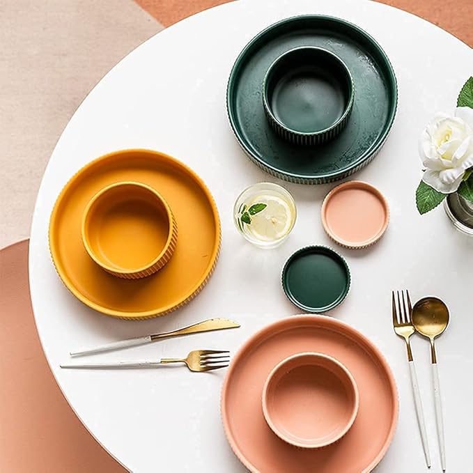 Dinnerware Sets Dish Set,Creative Porcelain Tableware Set with Plates Bowls and Dish,Ceramic Dinner Set for Home Kitchen and Dinning,Microwave Dishwasher Safe (A 17pcs)