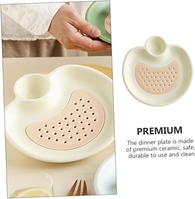 Cabilock Ceramic Divided Dumpling Dipping Plate Detachable Draining Design Multi-function Food Serving Dish for Sushi Salad and Appetizers