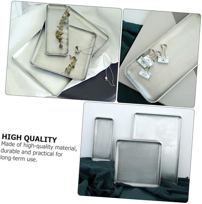 1pc Aluminum Food Serving Tray Vintage Style Storage Plate for Home Kitchen Cafe Restaurant Use Stylish Design for Buffets Events Silver