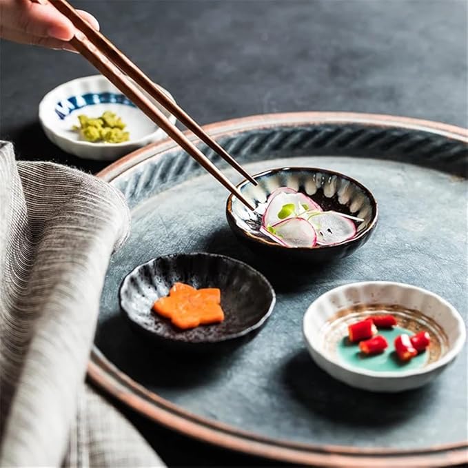 Appetizer Plates Retro Ceramic Seasoning Plate Hotel Restaurant Sauce Dish Flavor Dish Kitchen Supplies for Condiment