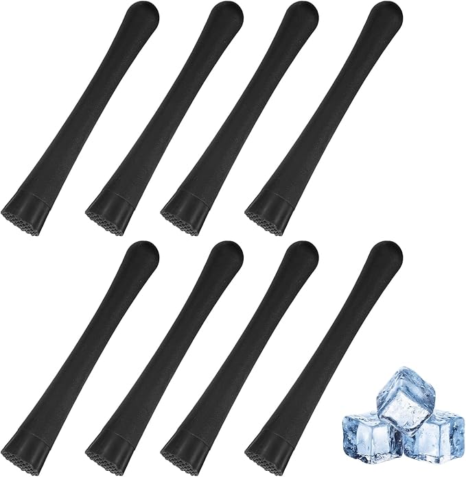 uxcell 8 Pcs Cocktail Muddler, 8 Inch PP Drink Muddler Bar Accessories Tools Ice Crusher for Home Party Cocktail Fruit Drinks, Black (Thick)