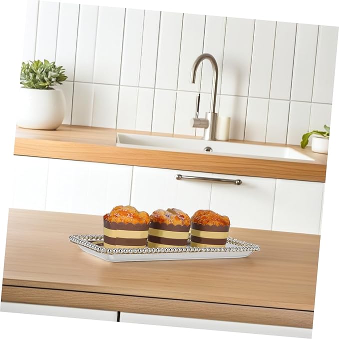 Cabilock Vintage Iron Serving Tray for Desserts Snacks and Drinks Multipurpose Decorative Platter for Home Parties and Coffee Table Decor