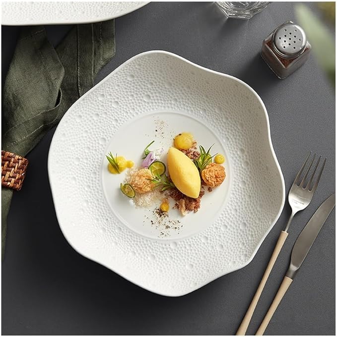 Dinner Plates, Household Vegetable Plate Simple Ceramic Tableware Salad Dessert Large Bowl Noodle Soup Bowl Tableware(8inches)