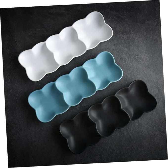 Ciieeo Ceramic Appetizer Serving Tray Nordic Style Plates for Sauces Condiments White Dipping Everyday Use