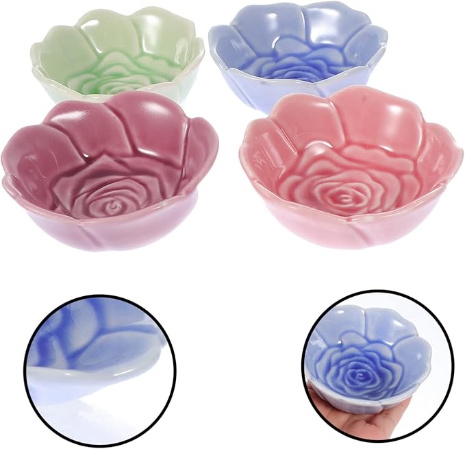 PRETYZOOM 4Pcs Ceramic Sauce Dishes Set Versatile Spice and Soy Sauce Plates for Dipping Appetizers and Seasoning Dishwasher Safe for Home and Restaurant Use Random Color