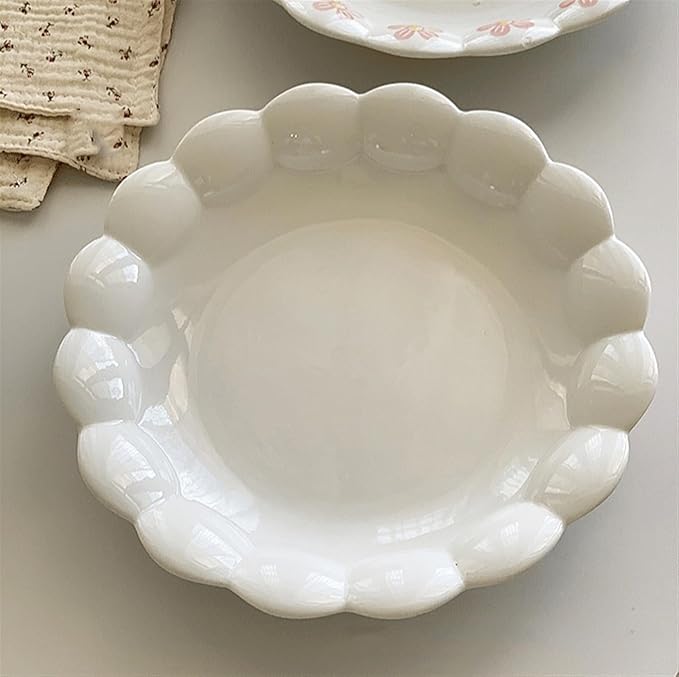 SONGCHAO Party Supplies Creative Petal Side Plate Ceramic Serving Plate Dessert Plate Flatware 8 Inch Kitchen Dessert Plate Snack Plate Party Plates (Color : B)