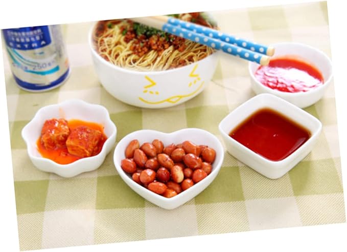 OUNONA 2PCS Square White Ceramic Dipping Dishes Mini Appetizer Plates for Seasoning Sauce for Kitchen Use and Parties