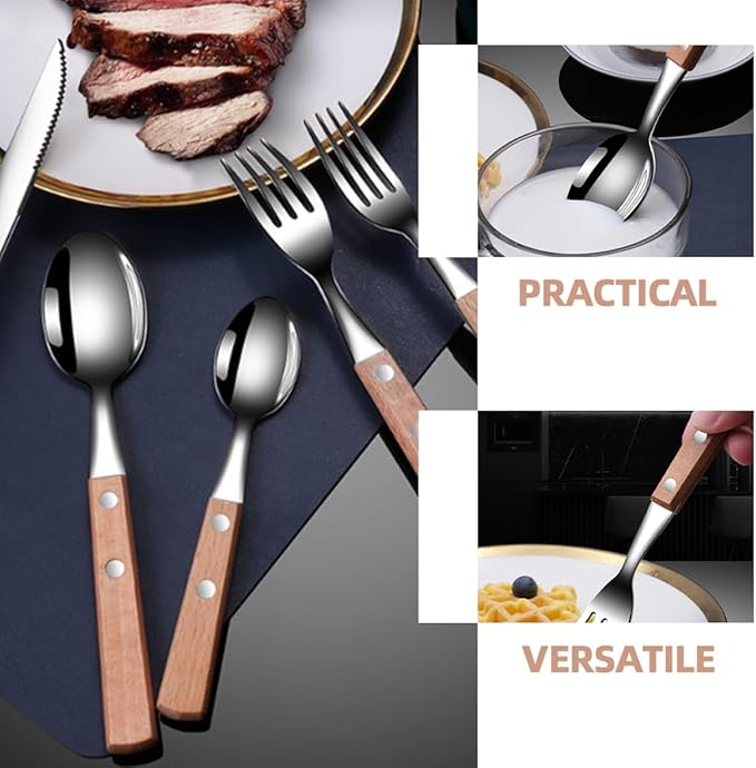 3sets Buffet Serving Utensils Set Stainless Steel Cutlery Caddy Party Utensils Fork Spoon Knife