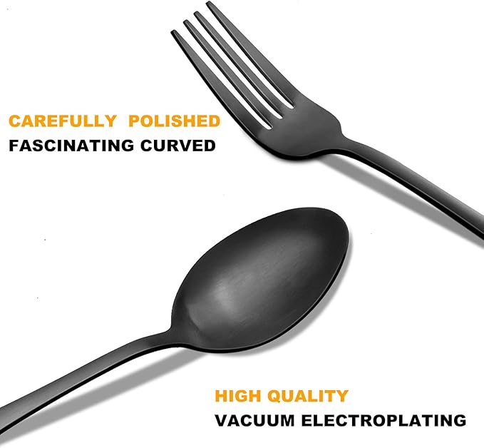Matte Black Silverware Set for 8, 40 Pieces Heavy Duty Stainless Steel Flatware Set Utensils Cutlery Tableware Set Including Steak Knife Fork and Spoon, Gift Package for Wedding Housewarming