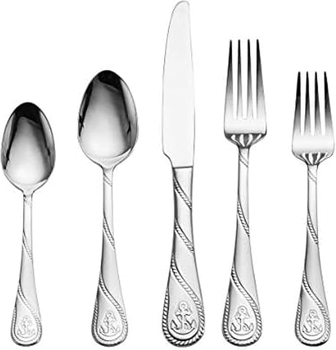 Towle Everyday Anchor Flatware Service for 4, 20 Piece Set, 18/0 Stainless Steel, Silverware Set