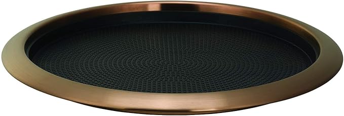 Service Ideas TR1412RIRG Tray with Removable Insert, 12" Round, Stainless Steel, Rose Gold