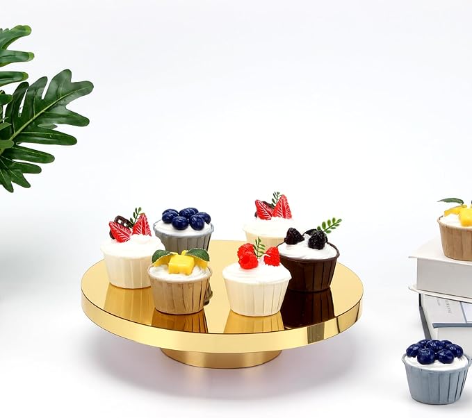 11.8''Gold Cake Stand, Round Dessert Table Display Holder, Acrylic Cake Tray Serving Platter for Party, Wedding, Birthday, Baby Shower, Anniversary