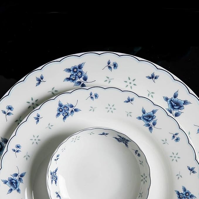 Blue and White Porcelain Tableware Set, 48 Pieces of Ceramic Tableware, Bone China Safe Material, Family Gathering Tableware, Wedding Gift Tableware