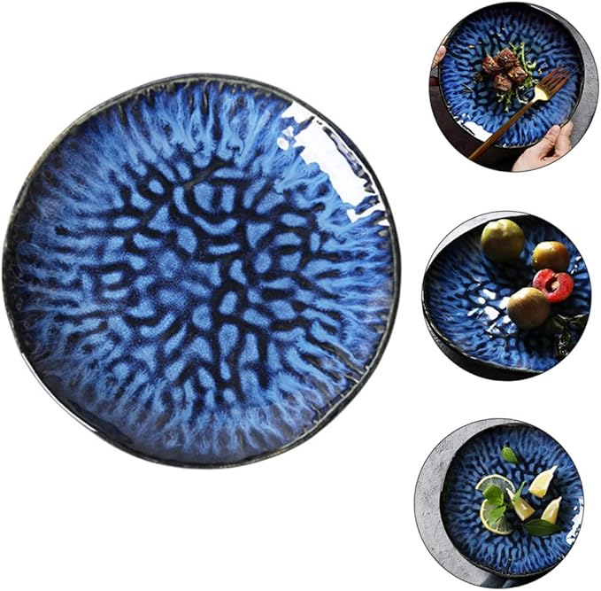 Ciieeo 1pc Vintage Looking Ceramic Plate Stylish Western Food Serving Great for Everyday Meals Banquets Celebrations