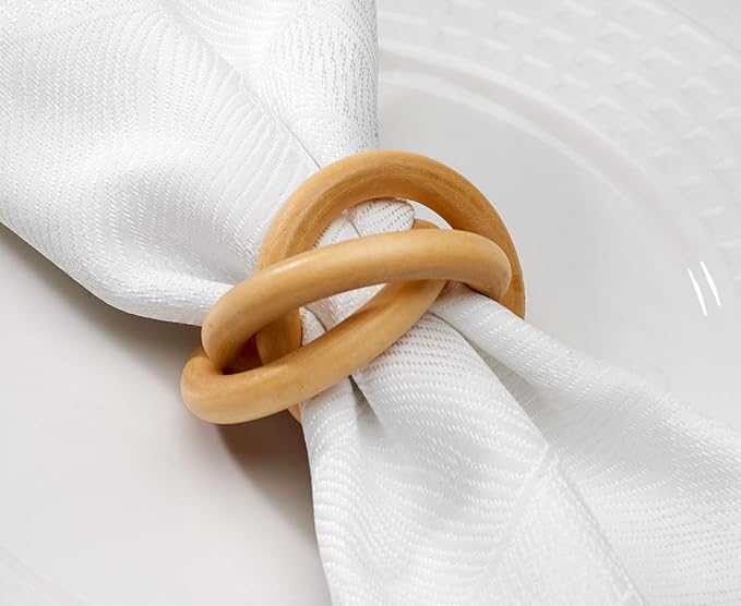 Napkin Rings Set of 12 Handmade Acacia Wood Dining Table Napkin Holder Classic Everyday Thanksgiving Holiday Christmas Festive Party Gift Farmhouse Décor