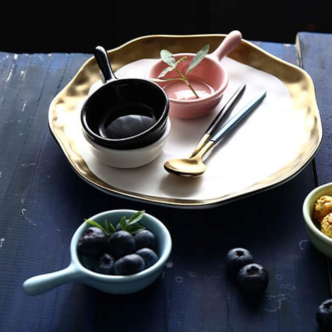 Ceramic Sauce Dish with Handle Seasoning Dish Sushi Soy Dipping Bowl Appetizer Plates for Wedding Home Party 40ML-Pink