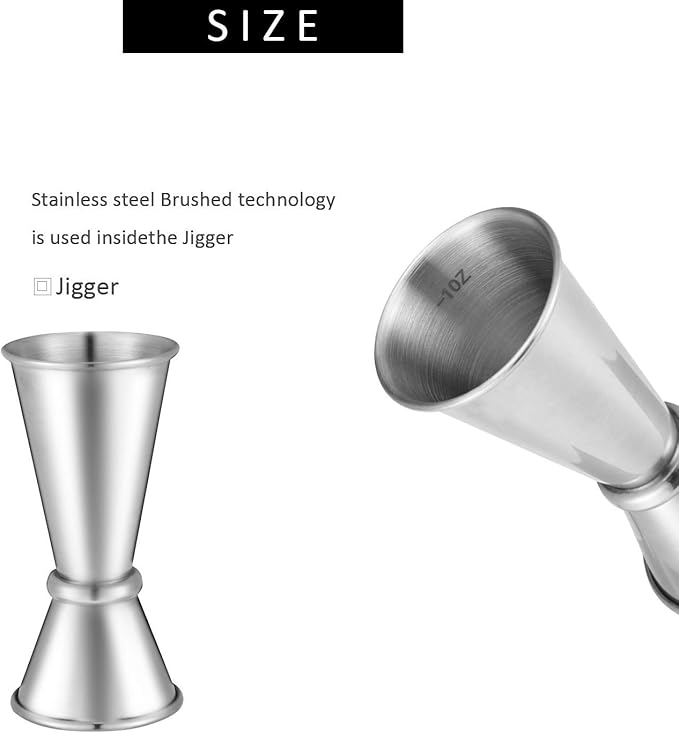 Stainless Steel Muddler for Cocktails,Mixing Spoon and Measuring Jigger,Professional Bar Tools,10-inch Bar Muddler for Making Mojitos,Margaritas and Other Fruit Based Drinks.