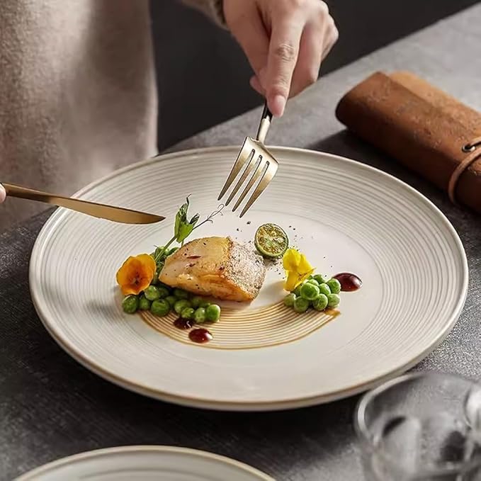Kitchen Plates Dinner Plate Steak Western Plate Household Ceramic Tableware Restaurant Appetizer Plate Pasta Breakfast Plate Restaurant Plates(18cm)