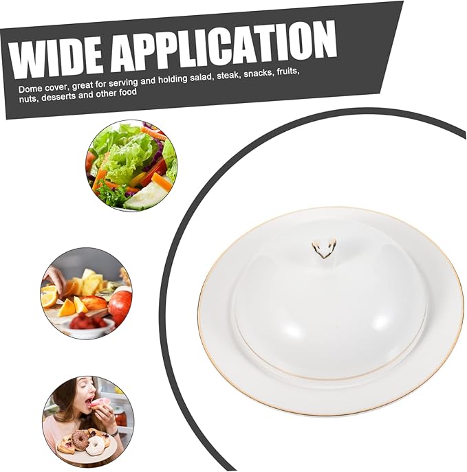 Ceramic Serving Plate with Dome Cover Elegant Decorative Dish for Steak Pasta and Appetizers for Weddings Gatherings and Daily Use