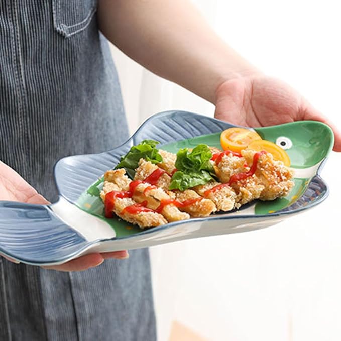Mobestech Theme Plate Ceramic Food Serving Dish Hotel Buffet Plate Steamed Fish Tray