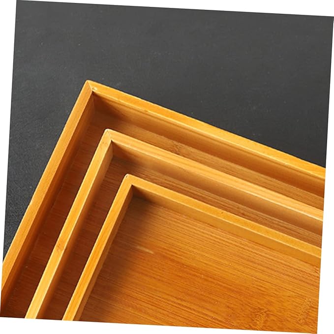 Cabilock Wooden Serving Tray Rectangular Multifunctional Desktop Food Plate for Home Kitchen Storage for Snacks Desserts Elegant