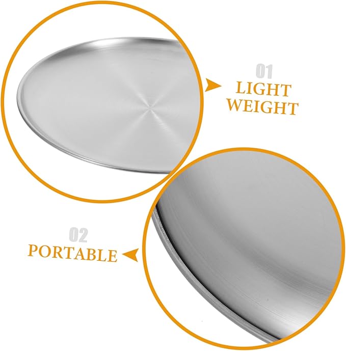 GLEAVI 1pc Fruit Tray Serving Platter Platters with Charcuterie for Grill Large Round Divided Serving Tray and Dish Fruits Key Outdoor Black Dinner Trays Meat Plate Stainless Steel