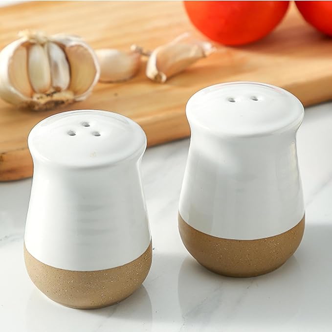 glowworm Salt and Pepper Shakers Set, Ceramic Salt and Pepper Shaker, Kitchen Decor for Home Restaurants, Farmhouse Spice Shaker for Cooking Baking BBQ, White