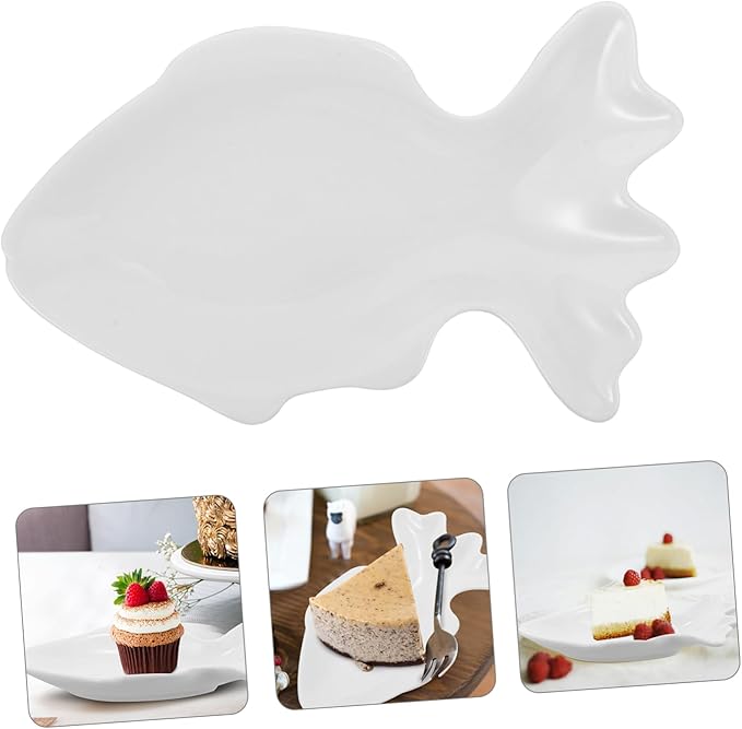 Fish Shaped Ceramic Sushi Plate White Appetizer Platter Dessert Plates