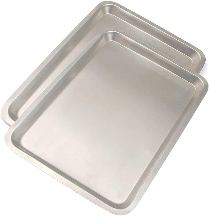 2 Instrument Trays Flat Stainless Steel 13" X 9.5" Body Piercing, Serving by G.S ONLINE STORE