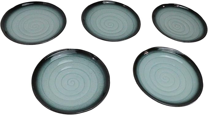 Ebros Gift Blue Sky Stars Artistic Seikai Porcelain Collection Dinnerware Serveware Kitchenware Set Asian Japanese Dining Restaurant Supply (Pack Of 5 Round Dinner Plates 8.75" D)