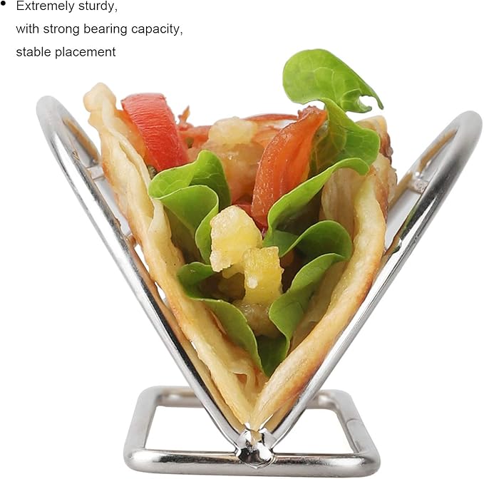 YellRin Taco Holders Stand Stainless Steel Taco Rack Tray Stand Up Holder Kitchen Set for Tortillas, Burritos, Parties & Restaurants (Taco Holder)