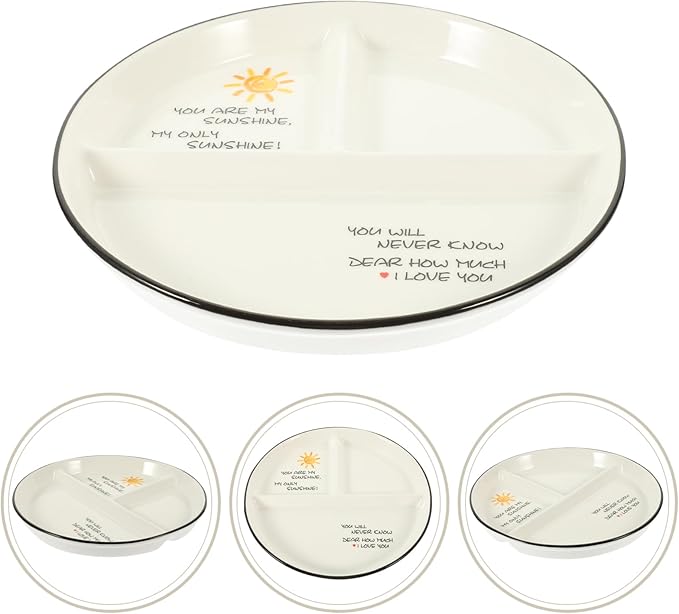 Cabilock 1pc Ceramic Divided Dinner Plate for Portion Control Compartment Dish for Snacks Desserts and Meals Safe Easy Clean Design for Parties and Restaurants