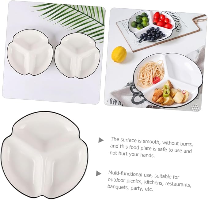 Ceramic Portion Control Plate Divided Dinner Plate for Diet Management for Serving Fruits Salads and Appetizers Heat Resistant Easy to Clean Design