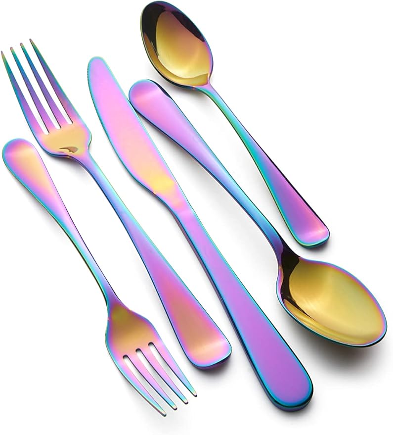 CAMBRIDGE Silversmiths Rhiannon Rainbow Mirror 20-Piece Flatware Set, Service for 4
